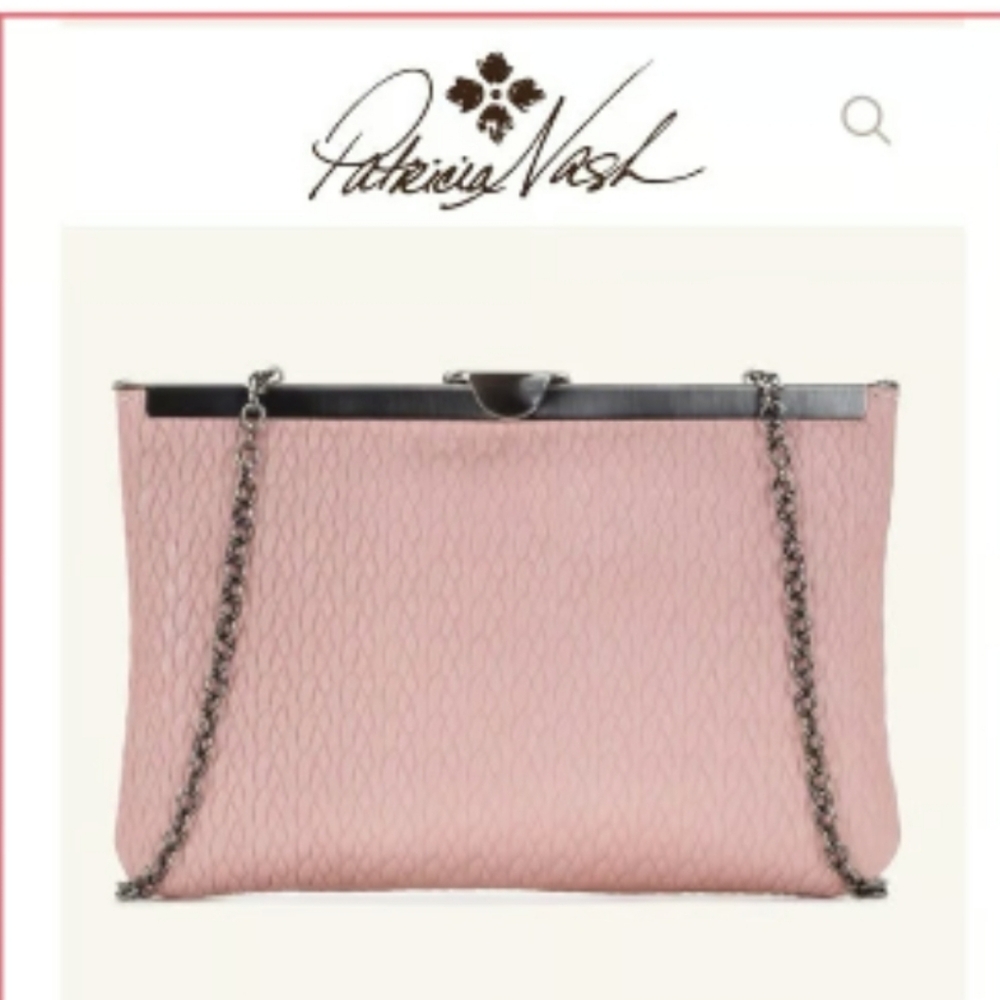 Patricia Nash Pink Quilted Leather Clutch with Chain - Picture 10 of 12